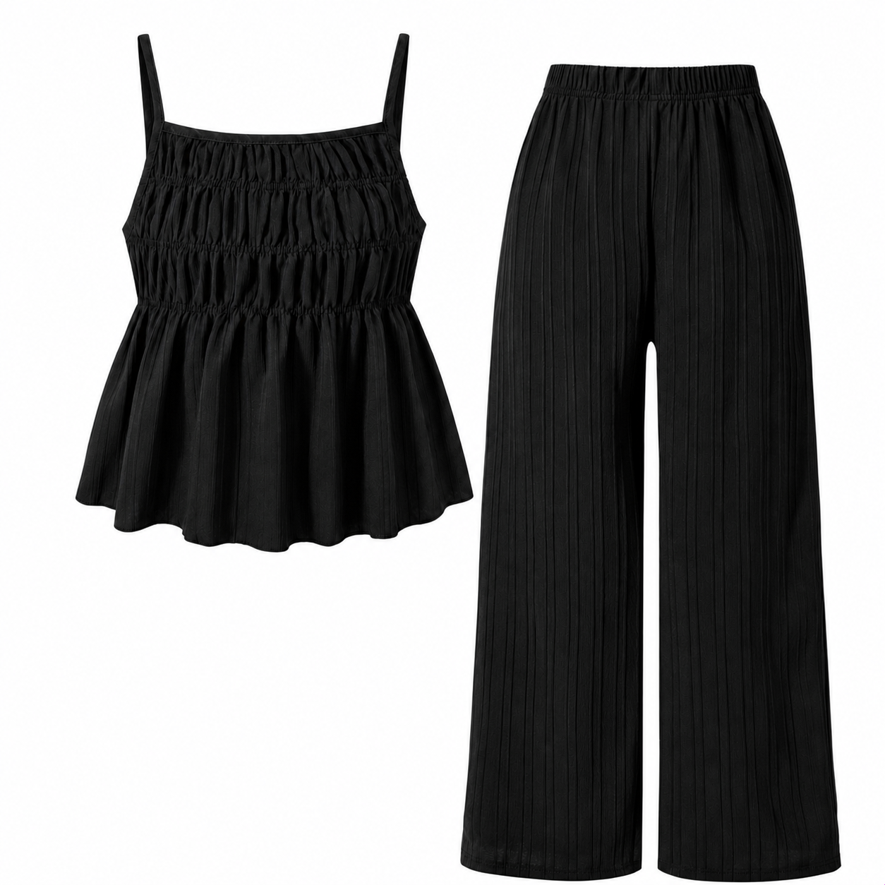 Two-Piece Cami Top and Wide Leg Pants Set for Daily Outdoor Wear 8 Pack - white_bg