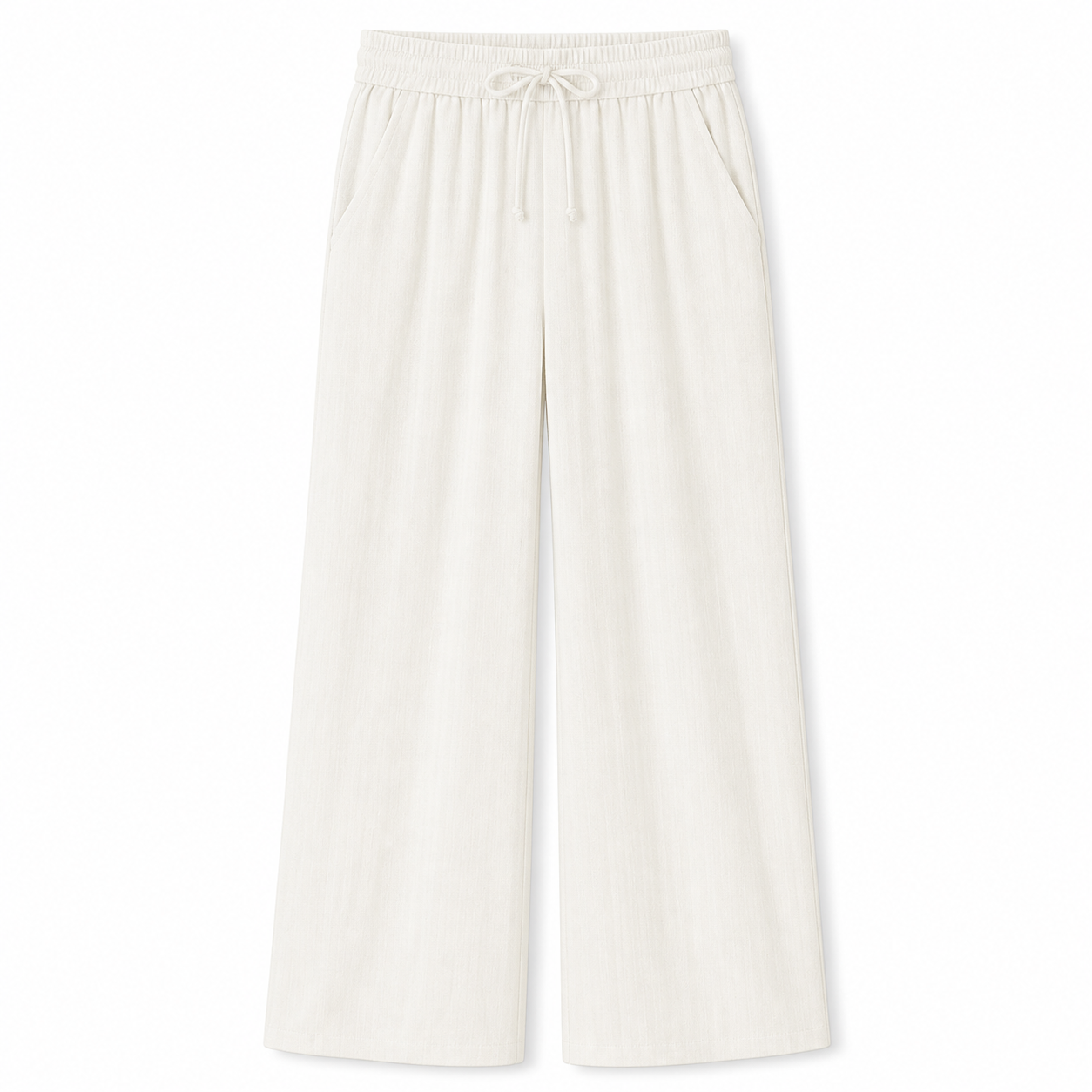 High Waisted Drawstring Pocket Wide Leg Linen-Feel Pants 8 Pack - white_bg_whisper_white