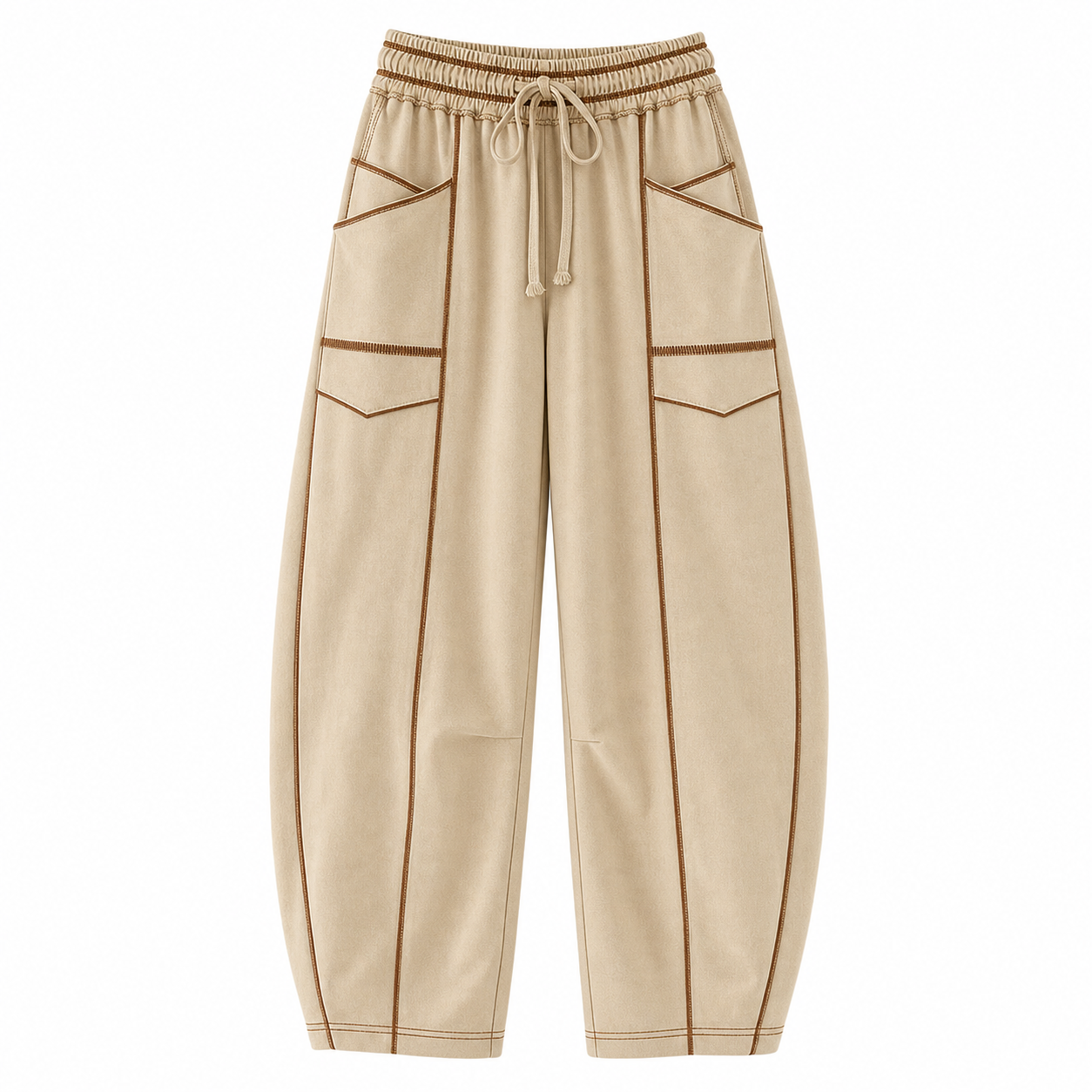 Womens Baggy Barrel Wide Leg Yoga Lounge Pants with Drawstring Waist and Pockets 8 Pack - white_bg_khaki