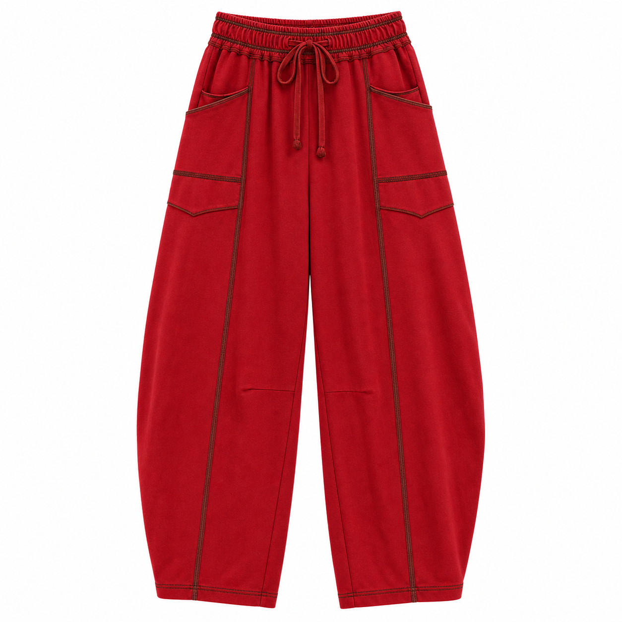 Womens Baggy Barrel Wide Leg Yoga Lounge Pants with Drawstring Waist and Pockets 8 Pack - white_bg_red
