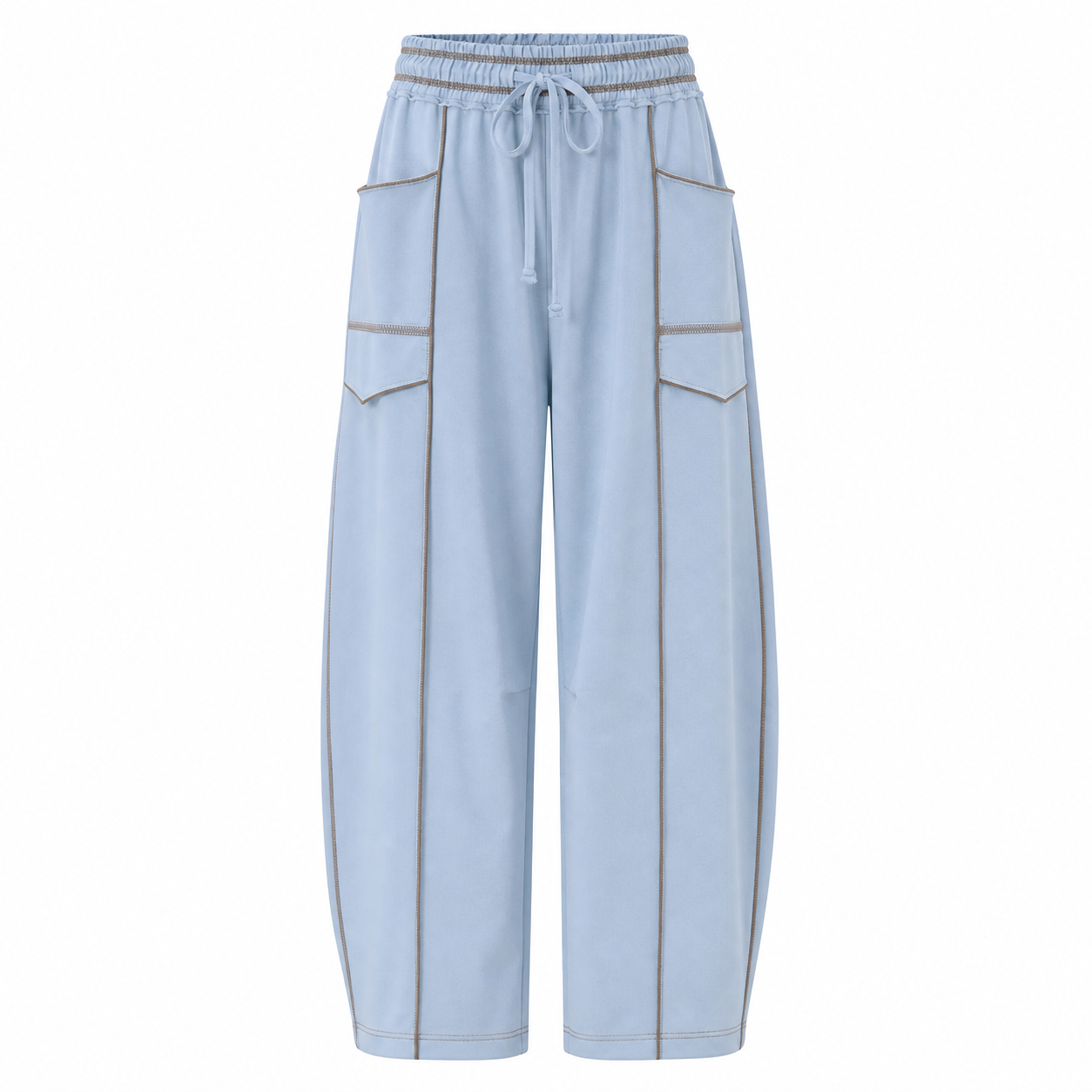 Womens Baggy Barrel Wide Leg Yoga Lounge Pants with Drawstring Waist and Pockets 8 Pack - white_bg_sky_blue