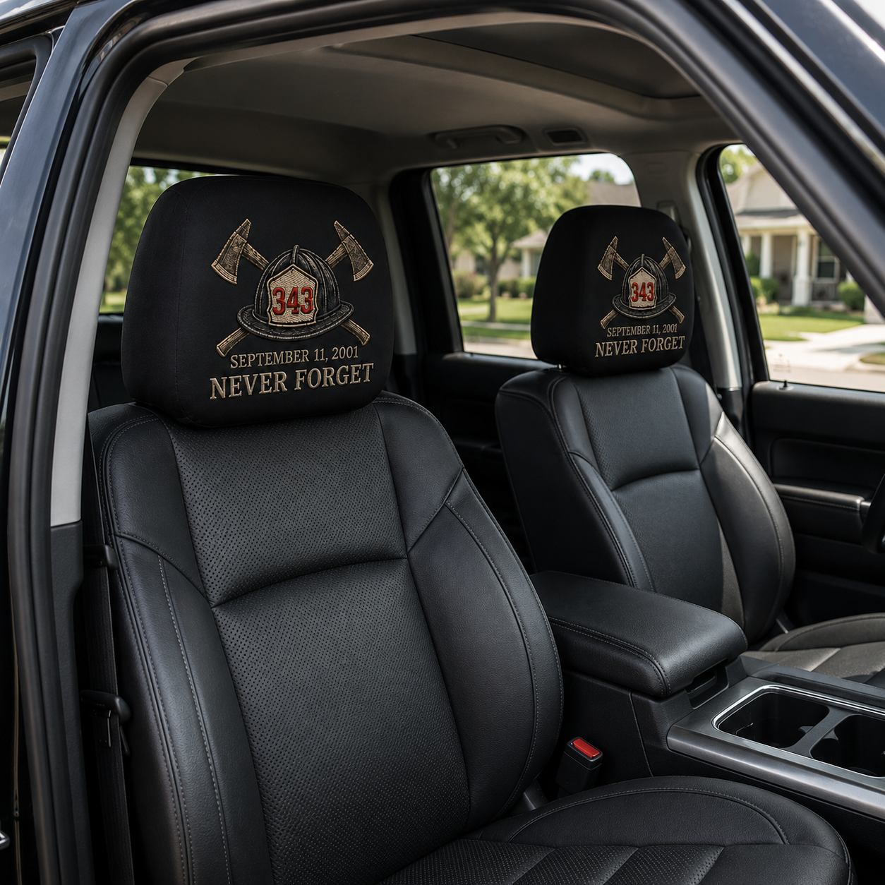 🔥49% Off Last Day -Never Forget 9/11 Memorial Firefighter Car Headrest Covers – 343 Tribute