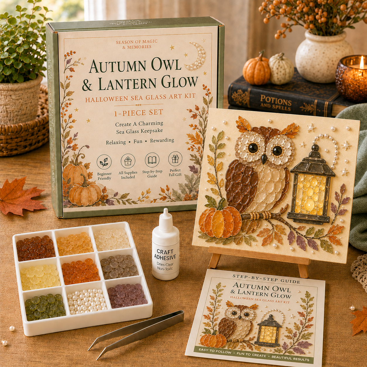 🔥49% Off Last Day -Halloween Sea Glass Art Kit – Cozy Fall DIY Craft & Seasonal Decor