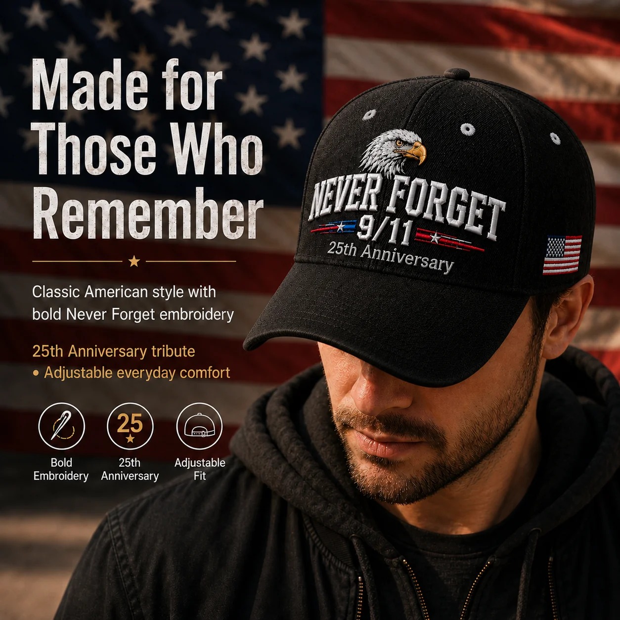 🔥49% Off Last Day -us 9/11 Never Forget 2001-2026 Honor Cap T Free Memorial Coin With Every Cap Purchase
