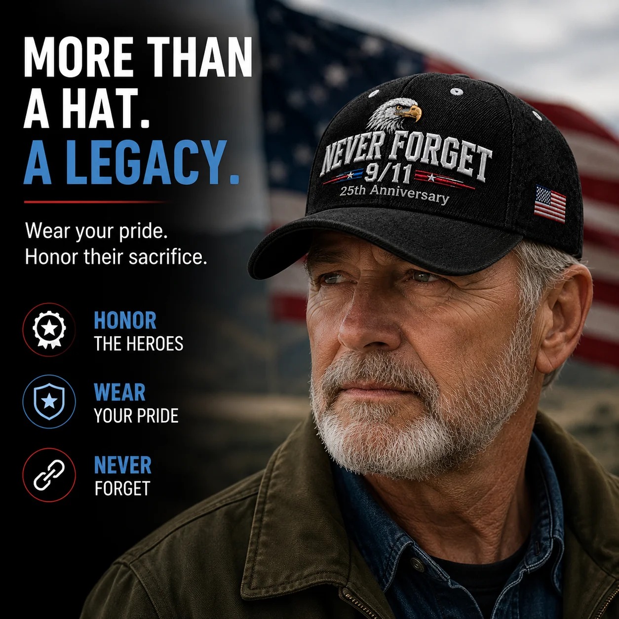 🔥49% Off Last Day -us 9/11 Never Forget 2001-2026 Honor Cap T Free Memorial Coin With Every Cap Purchase
