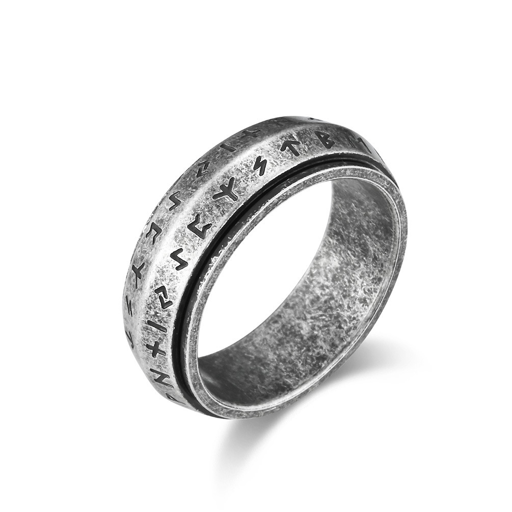 🔥Last Day Promotion 50% OFF🔥Viking Script Rotatable Titanium Steel Ring For Stress Relief