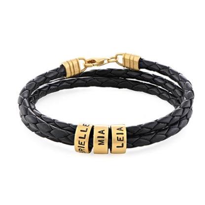 ❤Perfect gift🎁 Braided Leather Bracelet with Small Custom Beads