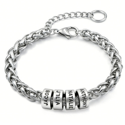 Personalized Cuban Link Bead Bracelet – Built for Dad