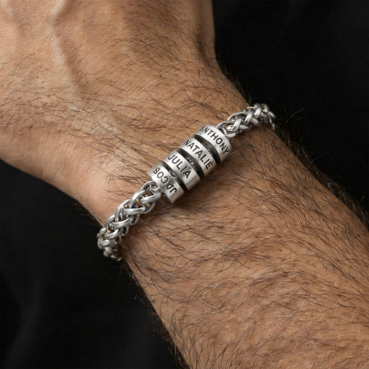 Personalized Cuban Link Bead Bracelet – Built for Dad
