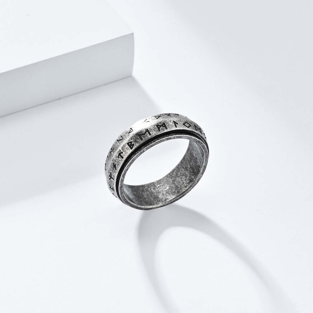 🔥Last Day Promotion 50% OFF🔥Viking Script Rotatable Titanium Steel Ring For Stress Relief