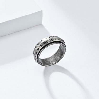 🔥Last Day Promotion 50% OFF🔥Viking Script Rotatable Titanium Steel Ring For Stress Relief