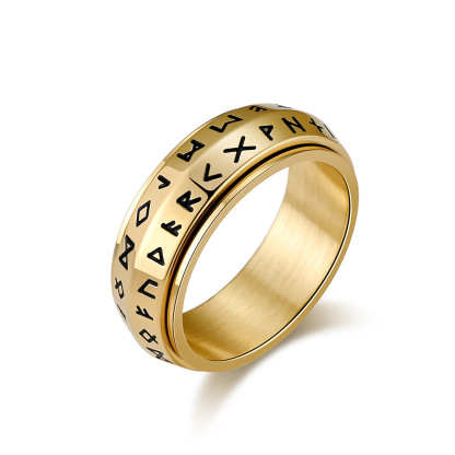 🔥Last Day Promotion 50% OFF🔥Viking Script Rotatable Titanium Steel Ring For Stress Relief