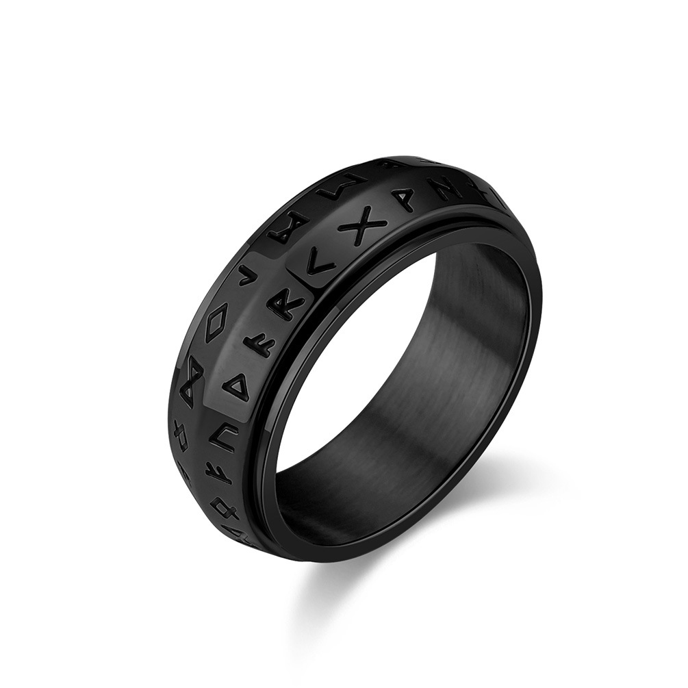 🔥Last Day Promotion 50% OFF🔥Viking Script Rotatable Titanium Steel Ring For Stress Relief