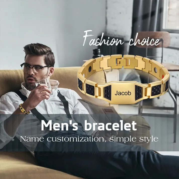 Personalized Men Bracelet wtih Name Custom Stainless Steel Bracelet For Him-Free Gift Box