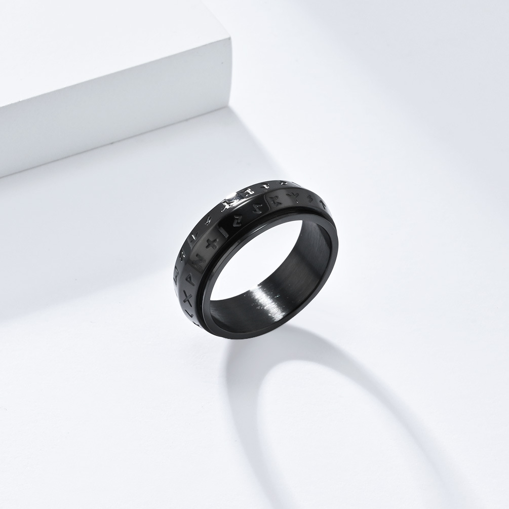 🔥Last Day Promotion 50% OFF🔥Viking Script Rotatable Titanium Steel Ring For Stress Relief