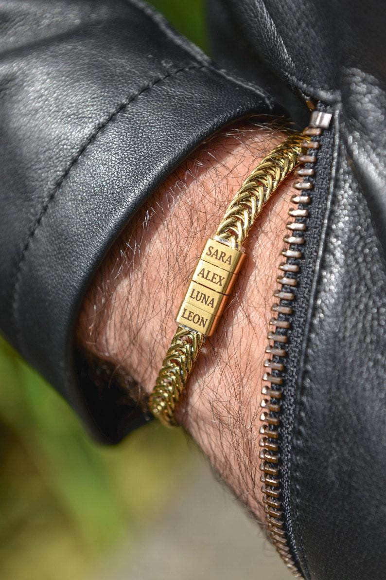 Customized Gift For Dad🎁 Cuban Chain Name Beaded Bracelet