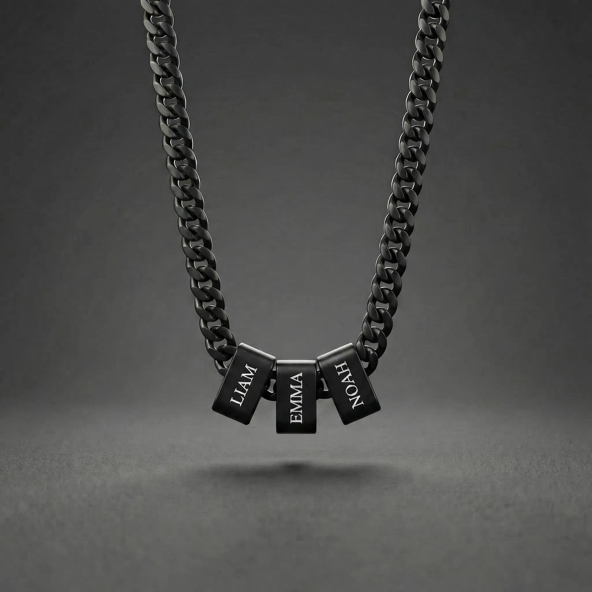 Personalized Dad Family Name Bead Cuban Link Necklace
