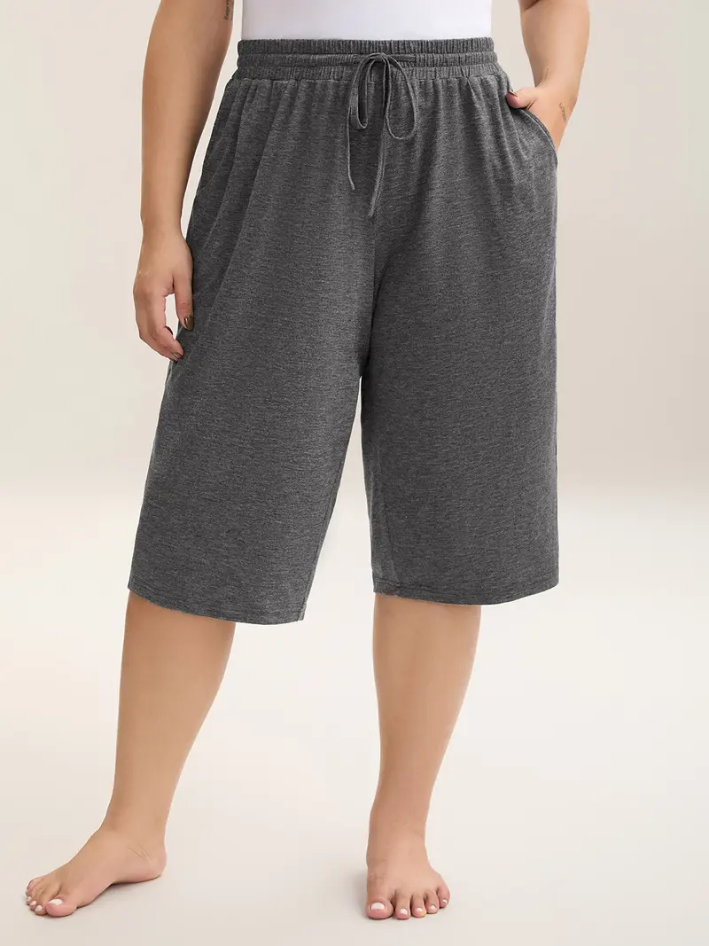 Women's Plus Size Wide-Leg Capri Lounge Baggy Pants