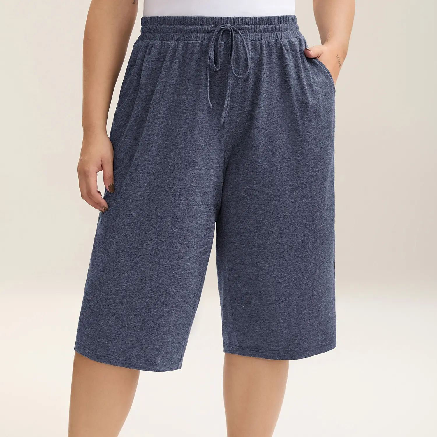 Women's Plus Size Wide-Leg Capri Lounge Baggy Pants
