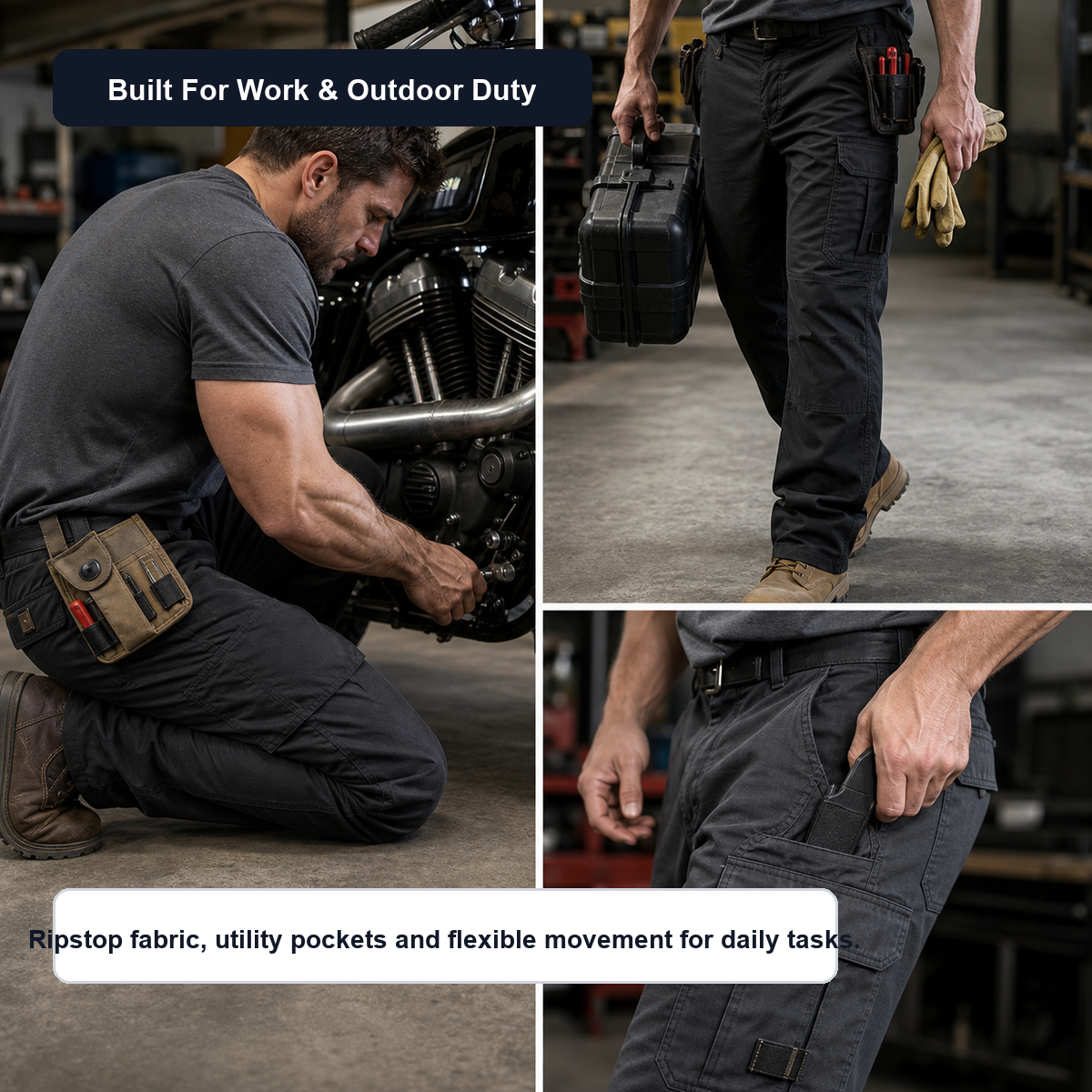 Men's 8-Pack Ripstop Work Pants - work and outdoor use