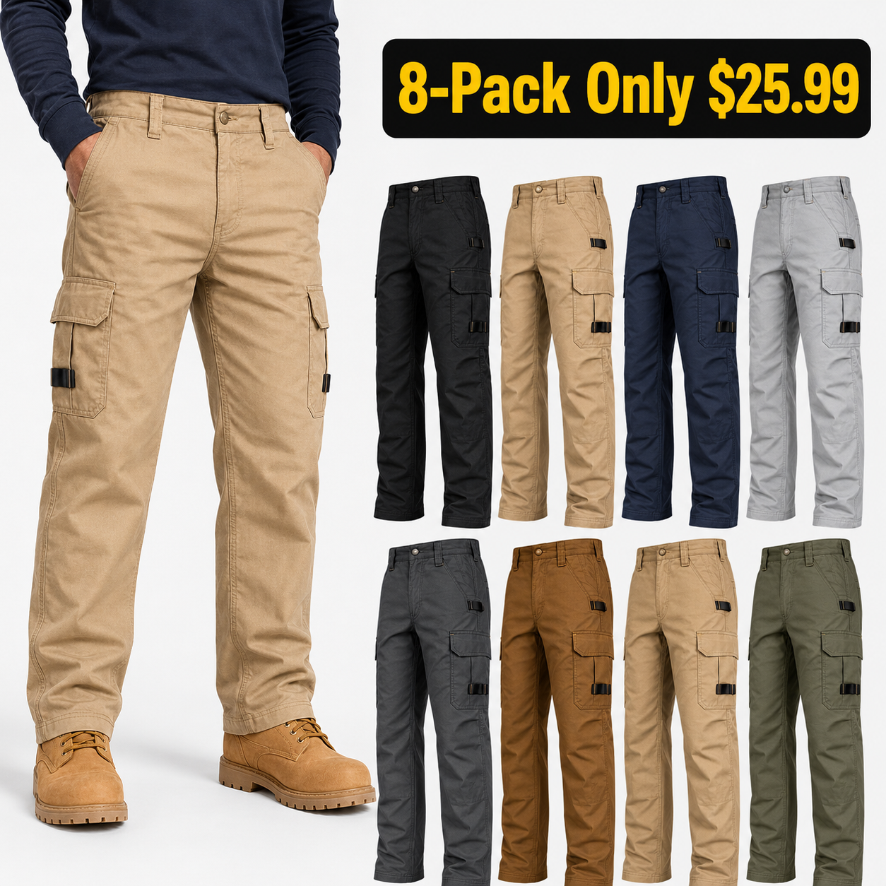 Men's 8-Pack Ripstop Work Pants