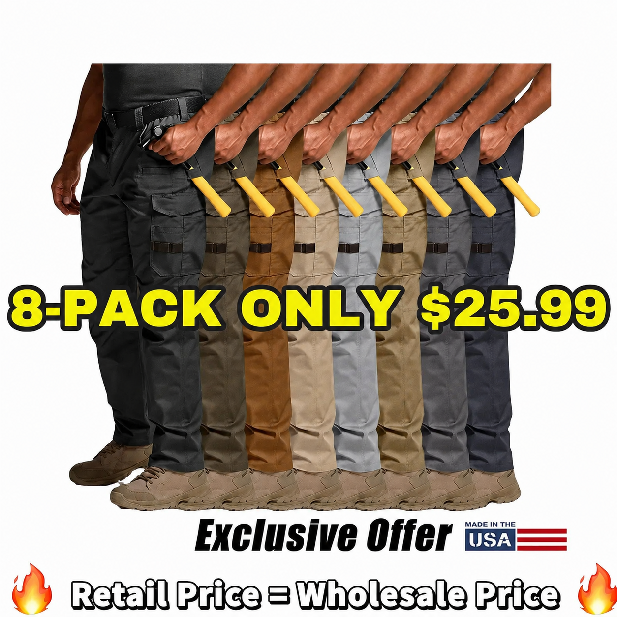 8-PACK $25.99 Men's Ripstop Work Pants,Water Resistant Outdoor Tactical Pants
