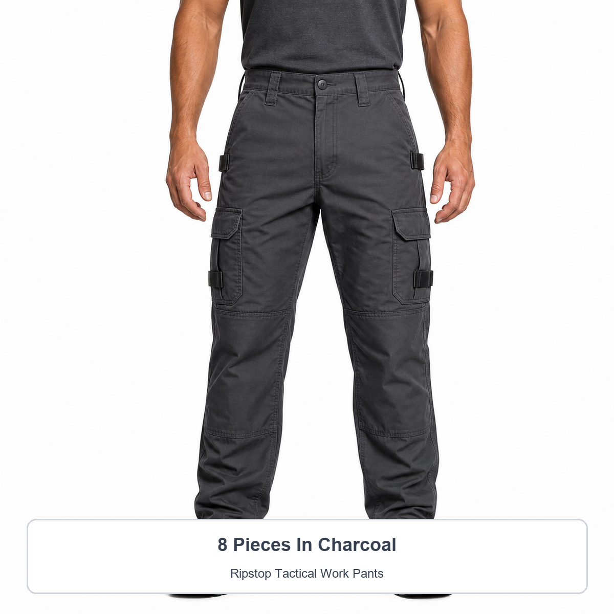 Men's 8-Pack Ripstop Work Pants - 8 Pieces In Charcoal