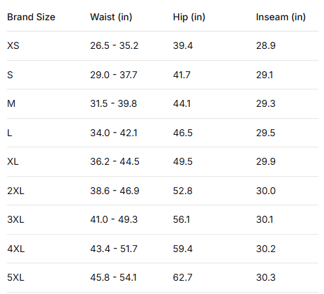 Men's utility pants size and fit guide