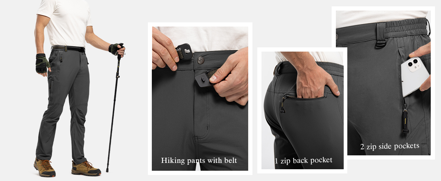 Men's quick-dry utility pants with zip pockets