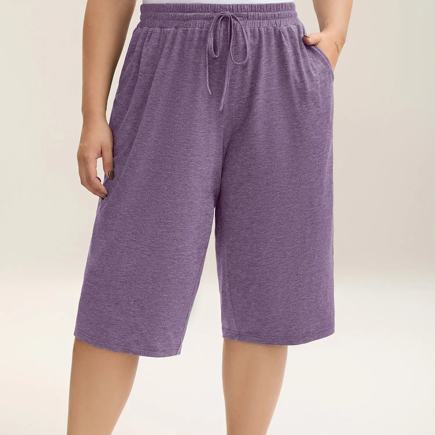 Women's Plus Size Wide-Leg Capri Lounge Baggy Pants