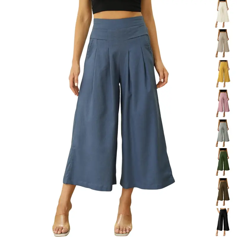 🔥Summer sale Women's Cotton Linen Culottes Pants