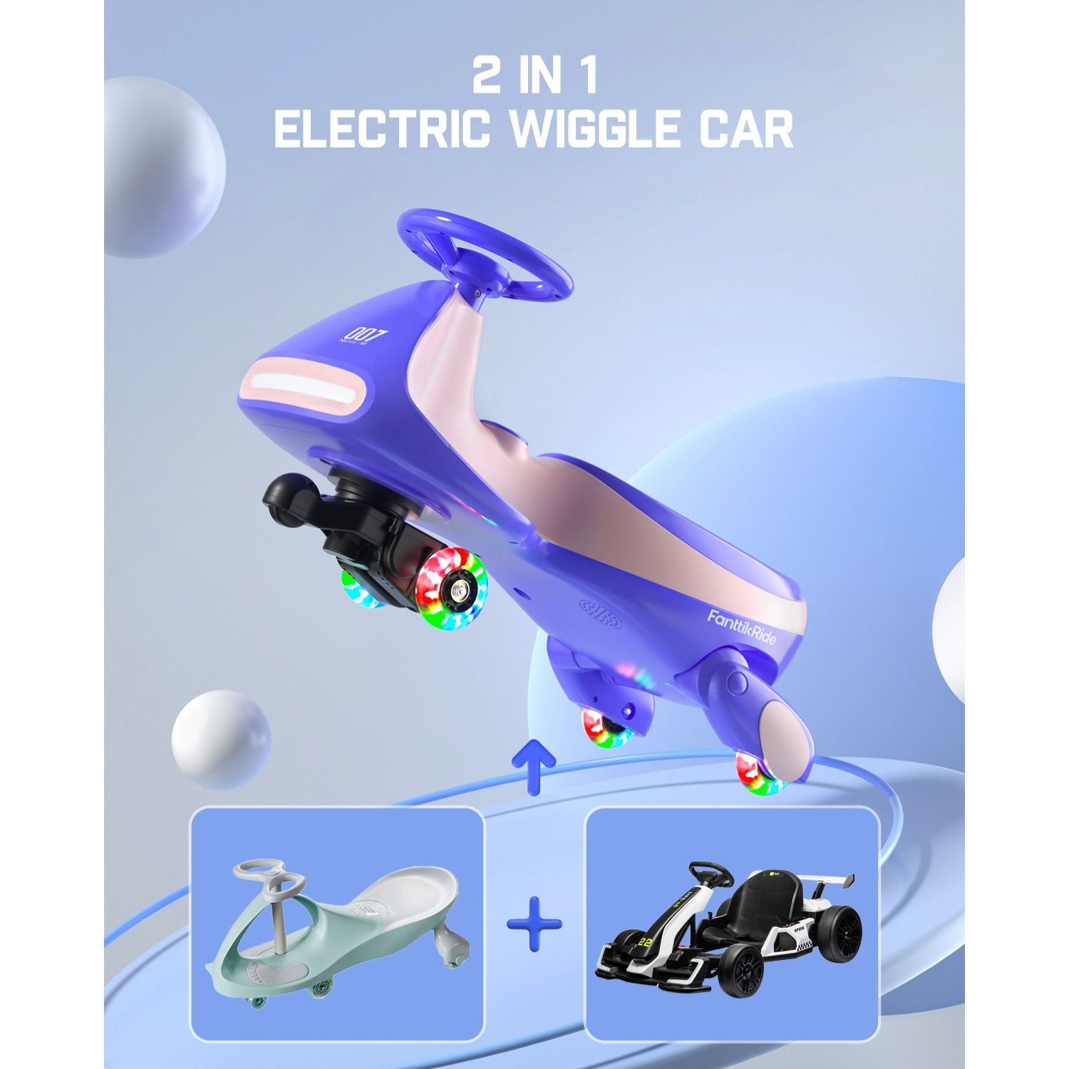 FanttikRide N7 Pro wiggle car - Pink Purple riding modes