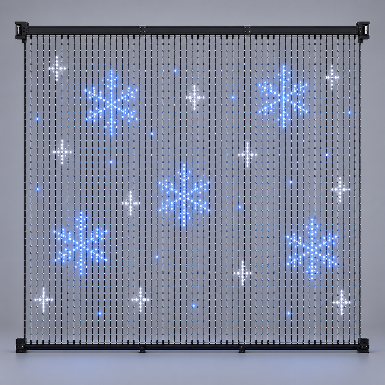 2.5 metre drop 100 strand lpmcazd micro pixel curtain with dual modular rails