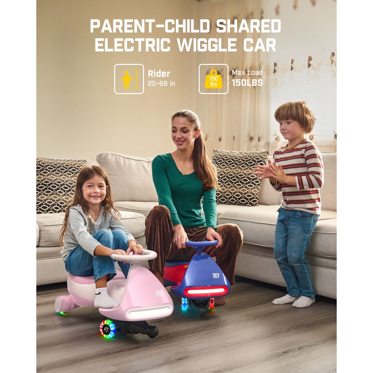 FanttikRide N7 Pro wiggle car - Pinkish white family play scene