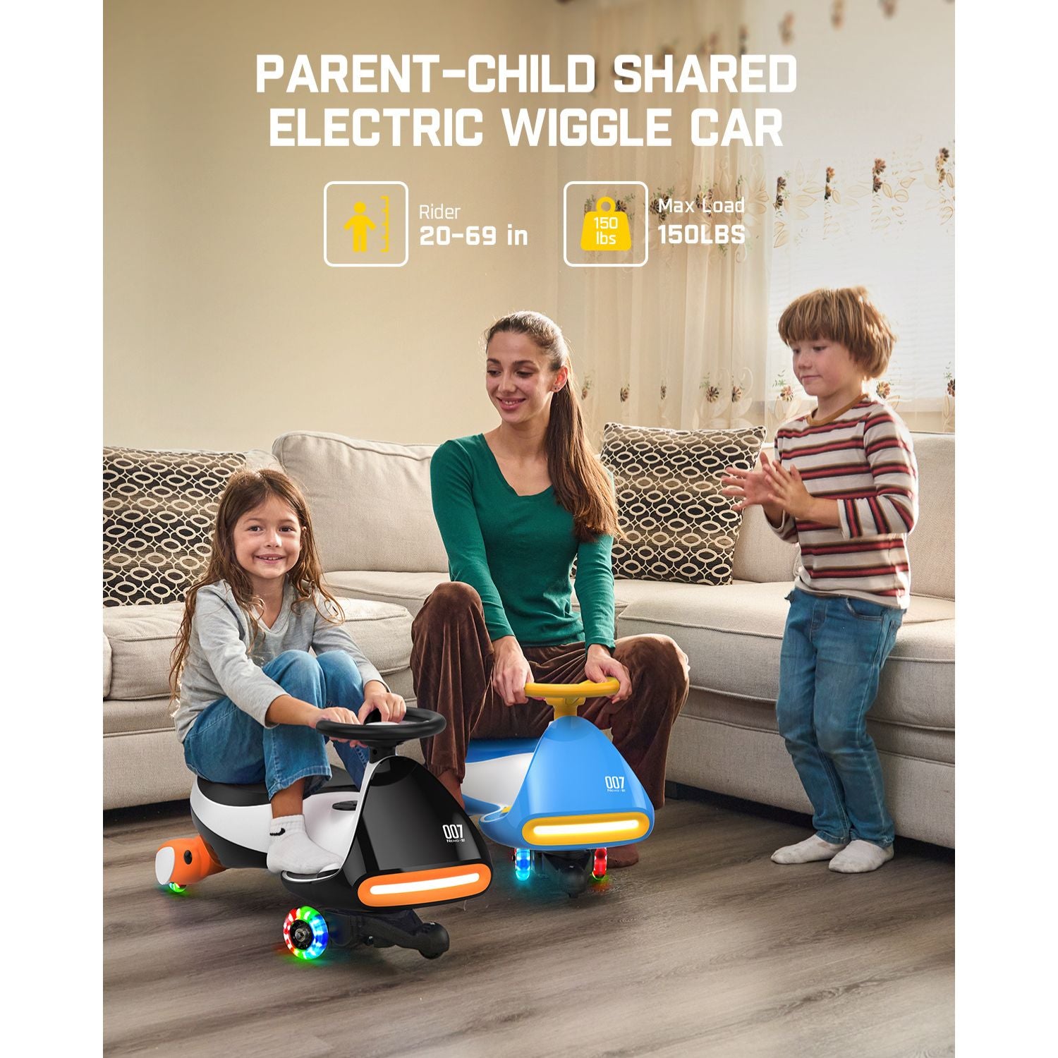 FanttikRide N7 Pro wiggle car - Blue White family play scene