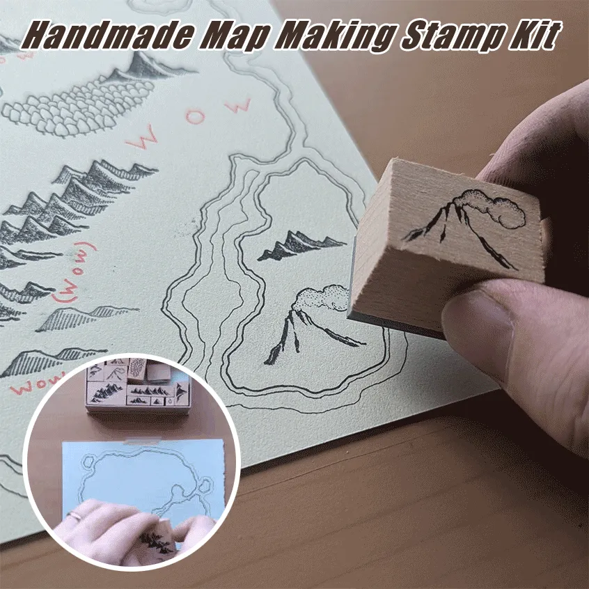 Handmade Map Making Stamp Kit (16 Pcs)