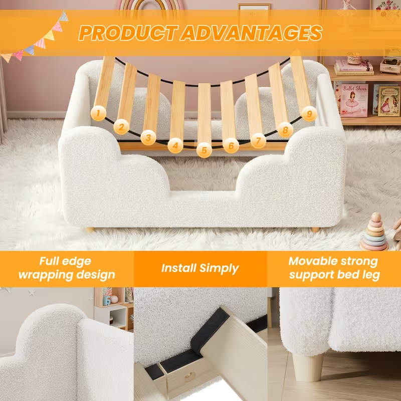 Soft boucle toddler bed frame product image 7
