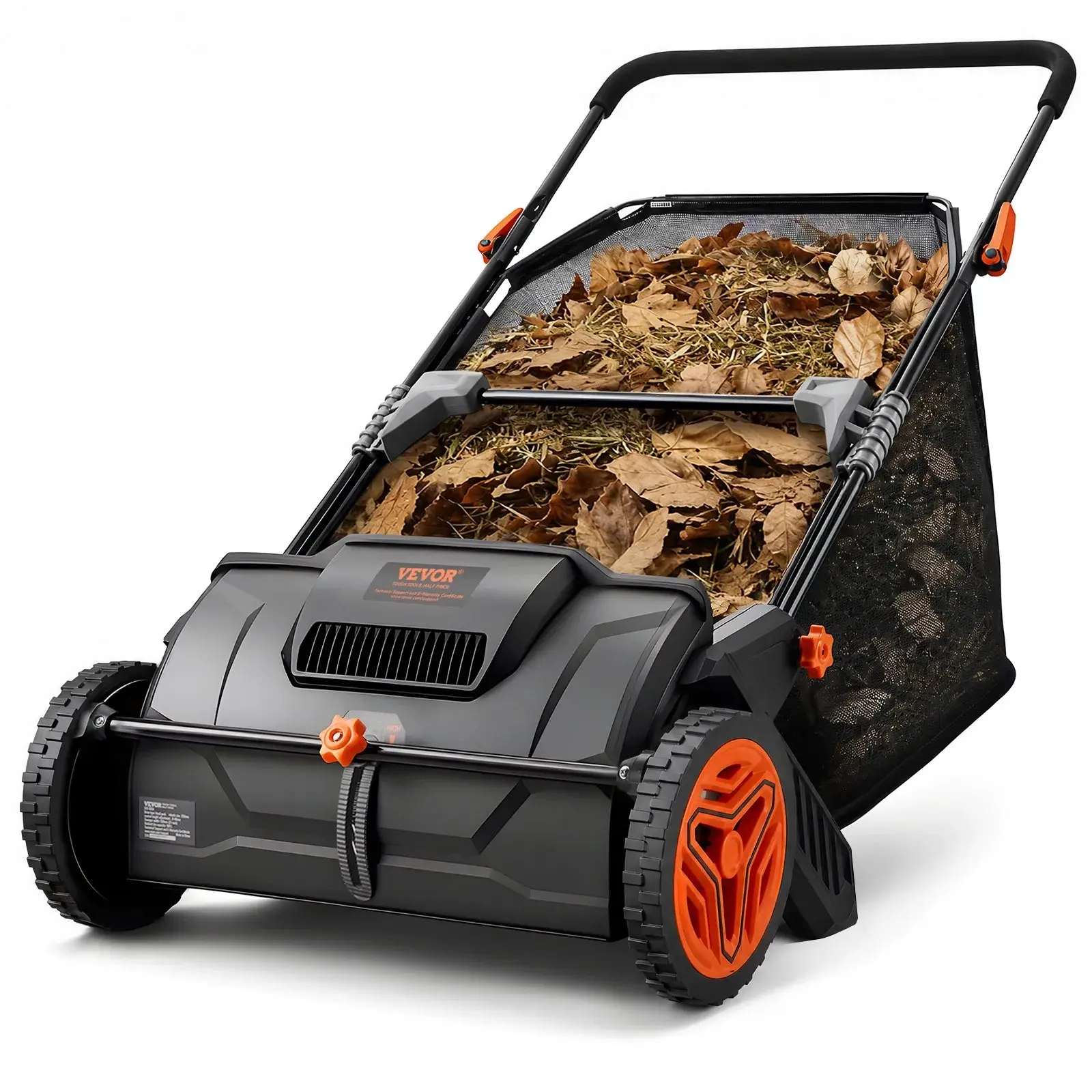 Push lawn sweeper for collecting leaves and grass