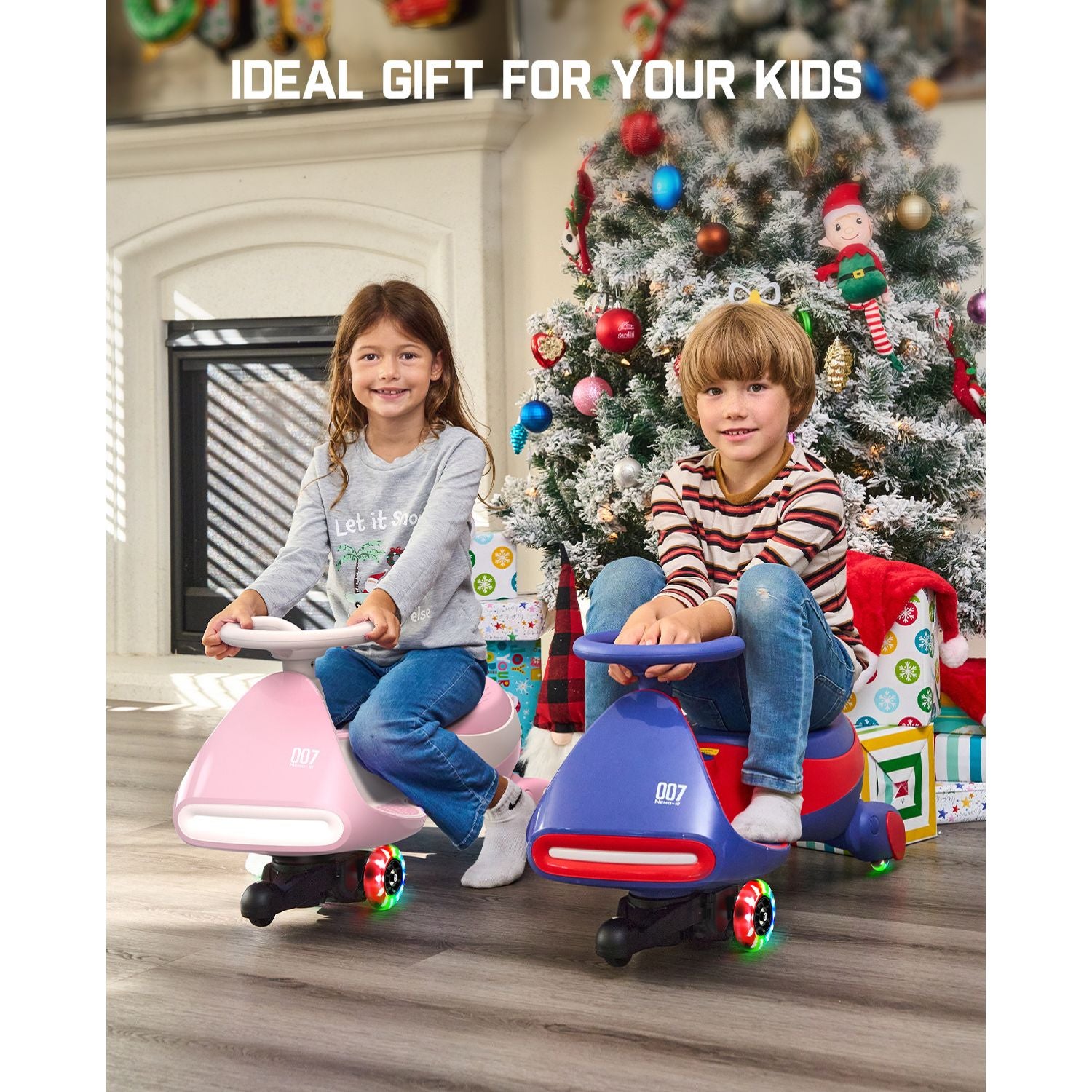 FanttikRide N7 Pro wiggle car - Pinkish white holiday scene
