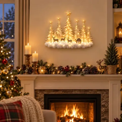 Lighted Christmas Woodland Forest Wall Decor