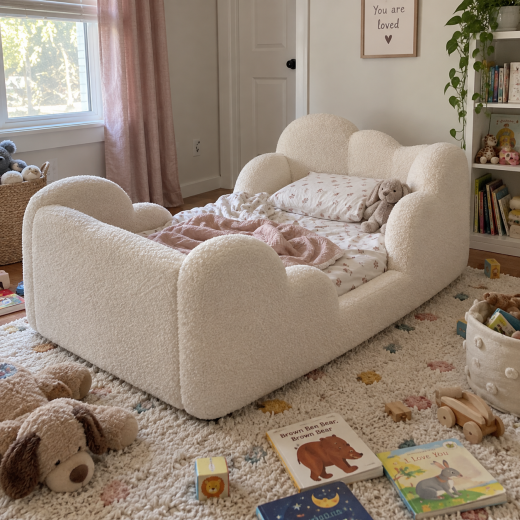 Evening phone photo of a person reclining in the white chair with legs on the separate footrest
