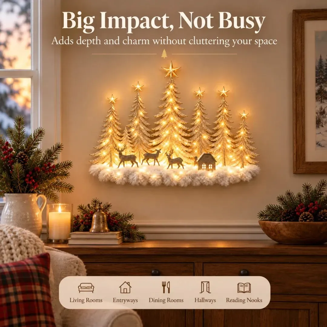 Illuminated woodland forest wall decoration