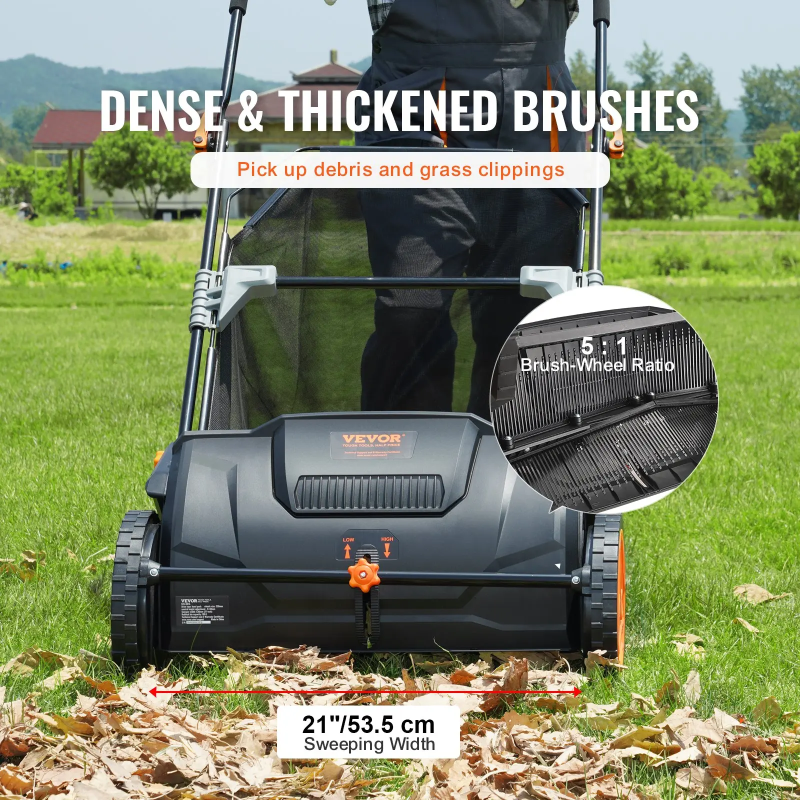VEVOR 21-inch hand-push lawn sweeper product photo 3