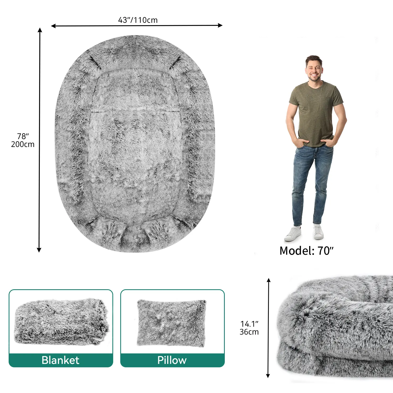 Extra-large memory foam human and dog bed product image 6