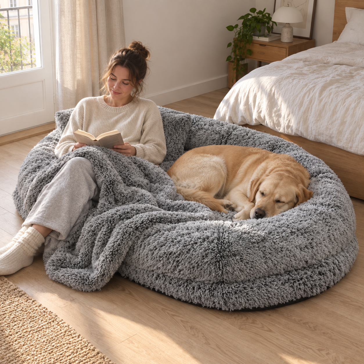 Extra-large memory foam human and dog bed product image 3