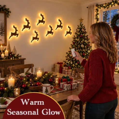 LED Reindeer Wall Decorations - Festive Christmas Lighting