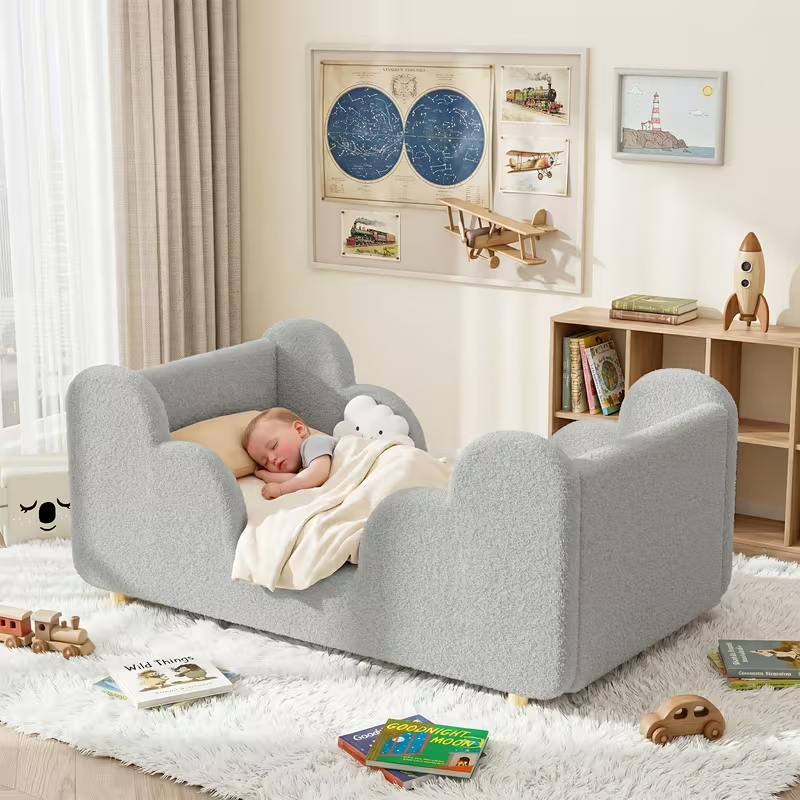 Soft boucle toddler bed frame product image 12