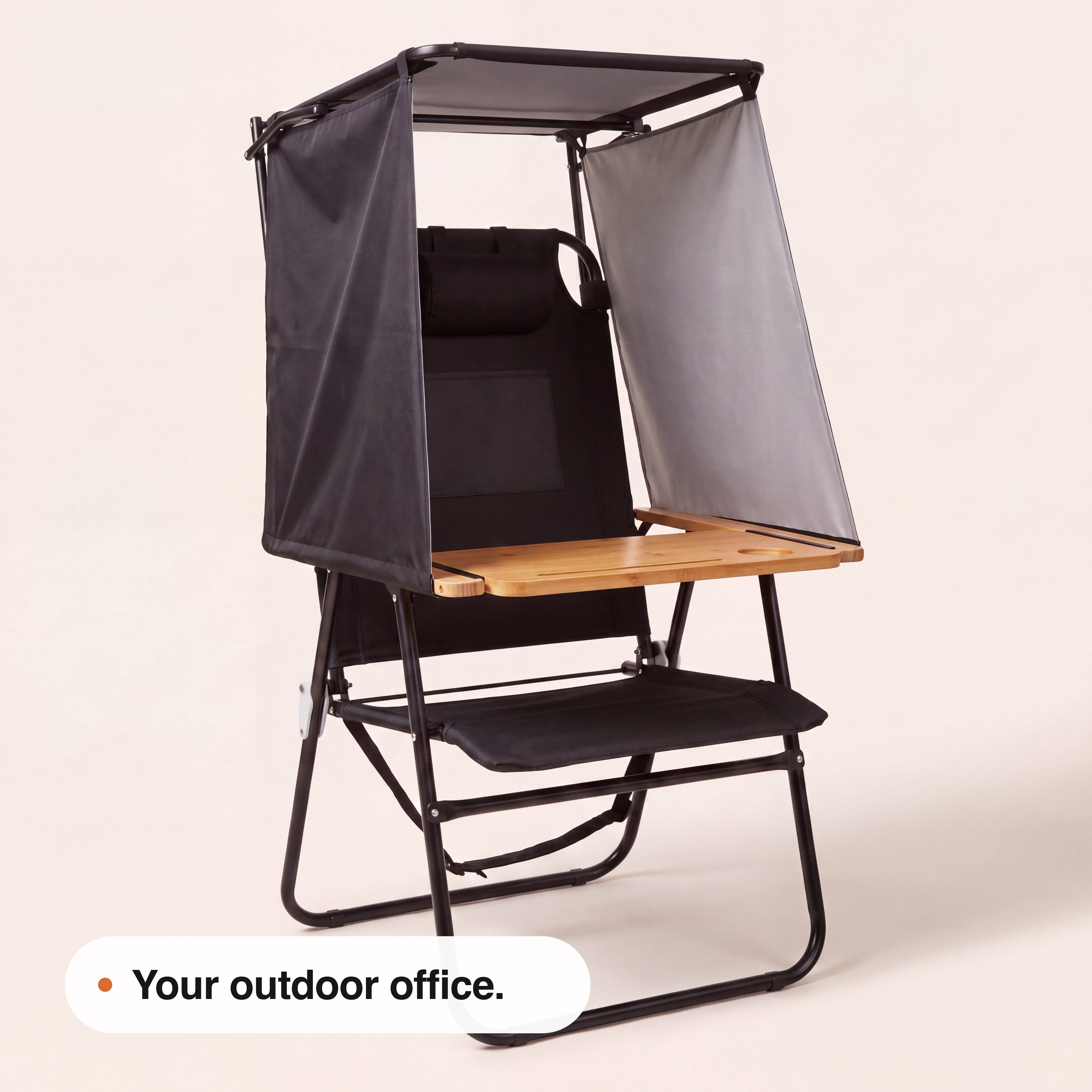 3-in-1 Portable Outdoor Chair with Laptop Desk, UPF 50 Sun Shade & Foldable Design