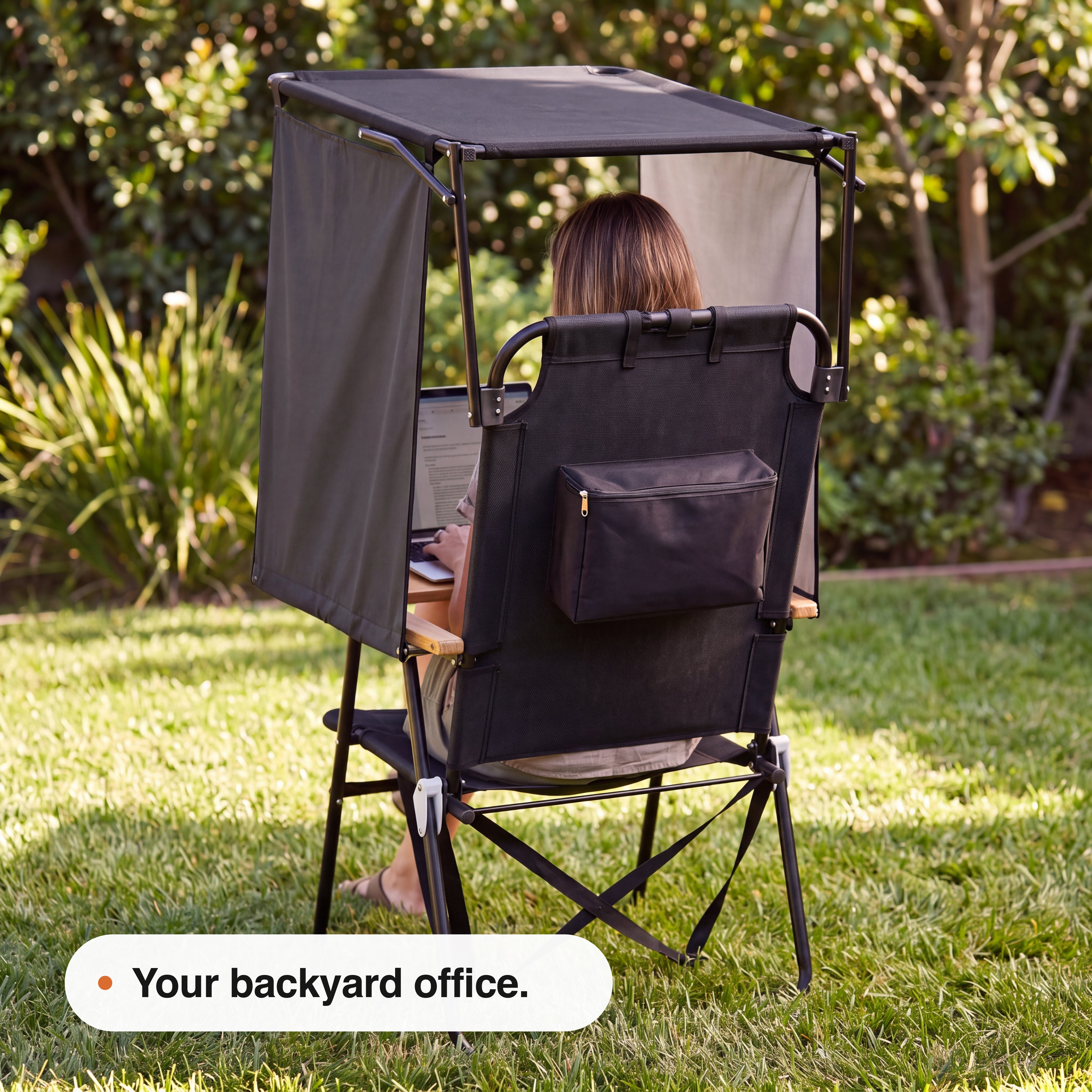 3-in-1 Portable Outdoor Chair with Laptop Desk, UPF 50 Sun Shade & Foldable Design