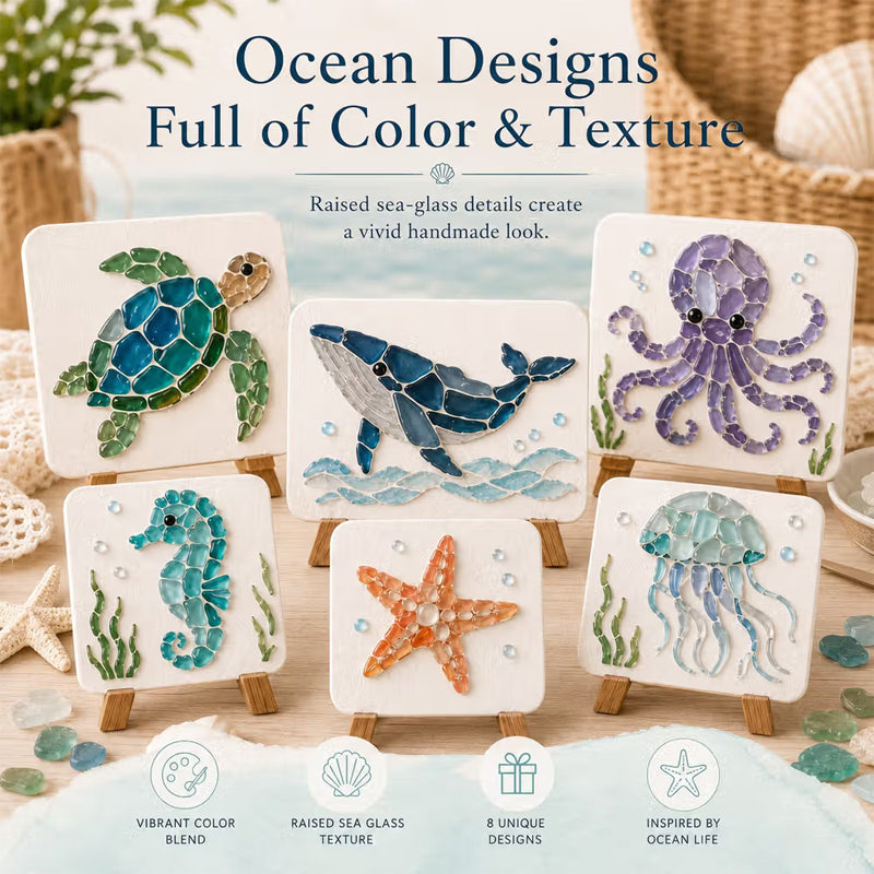 🌊Sea Glass Art Kit – Create Stunning Mosaic Masterpiece🎨